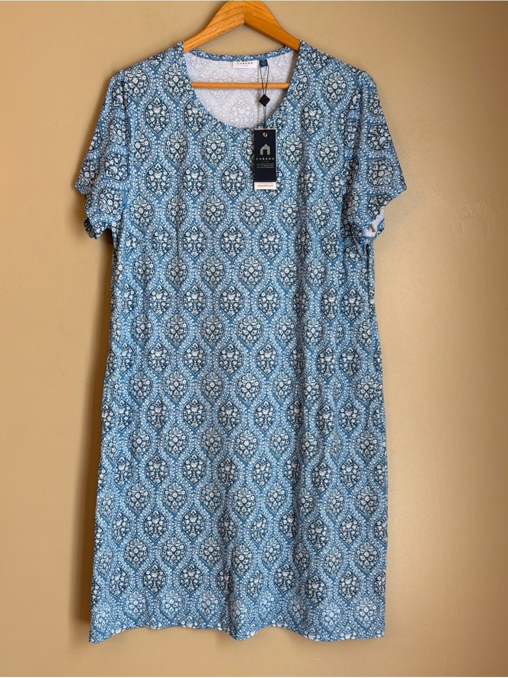 Cabana Life White/blue shift dress 1x UPF50 NWT Resort wear Beach Vacation